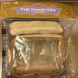 The Monsters Fuzzy Backpack Transparent pocket and The Monsters Travel Mug